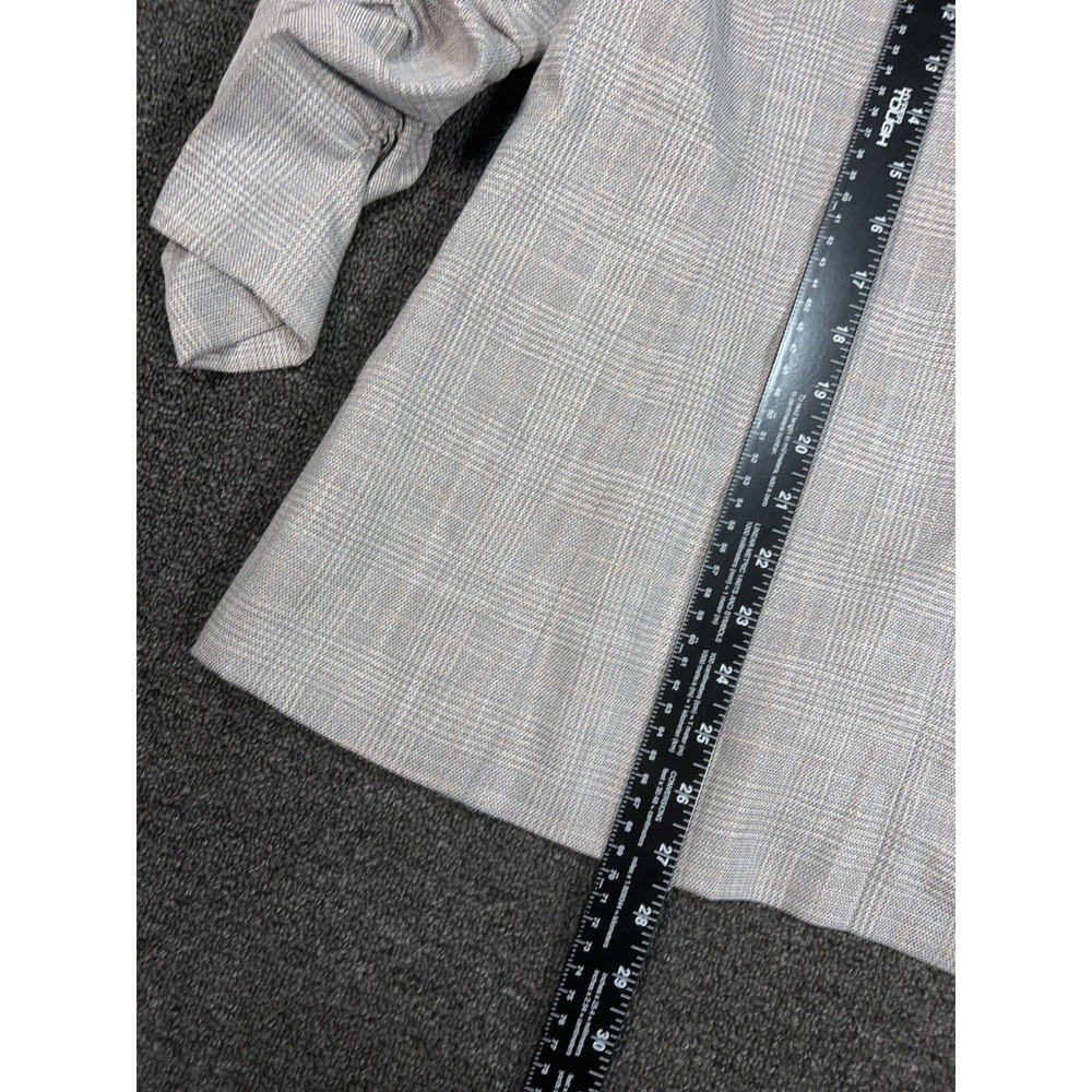 New Skies Are Blue Blazer Jacket Women's XL Grey Plaid Preppy Stretch Floral - Picture 6 of 6